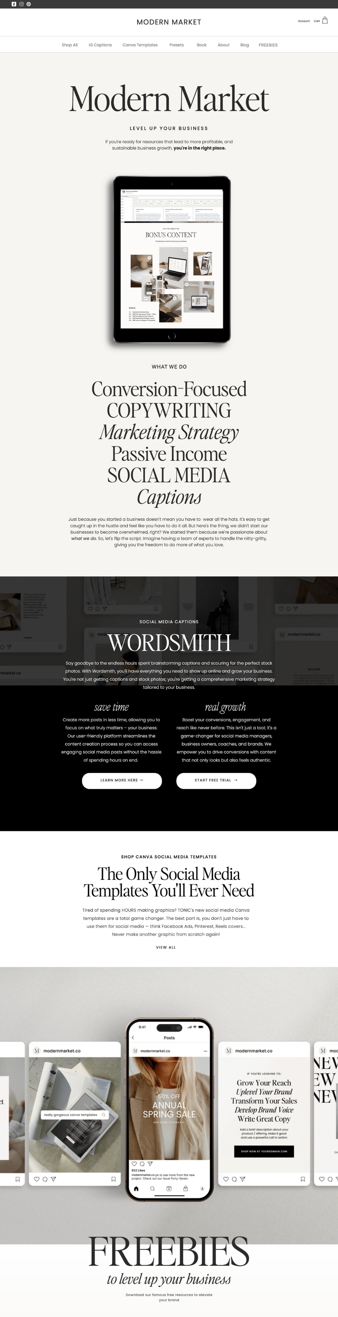 Modern Market website design