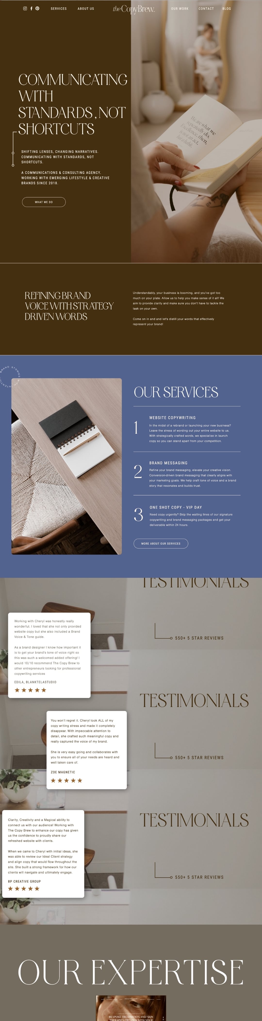 The Copy Brew website design