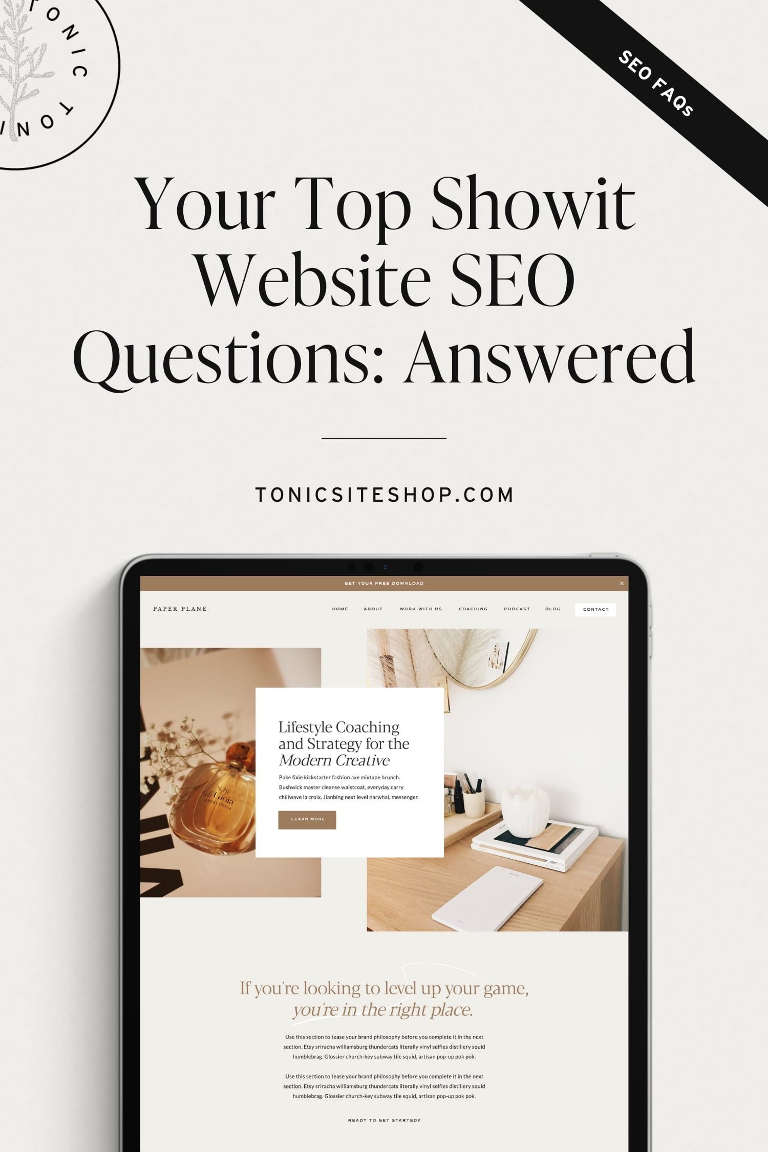 Showit SEO Questions Answered - Tonic Site Shop