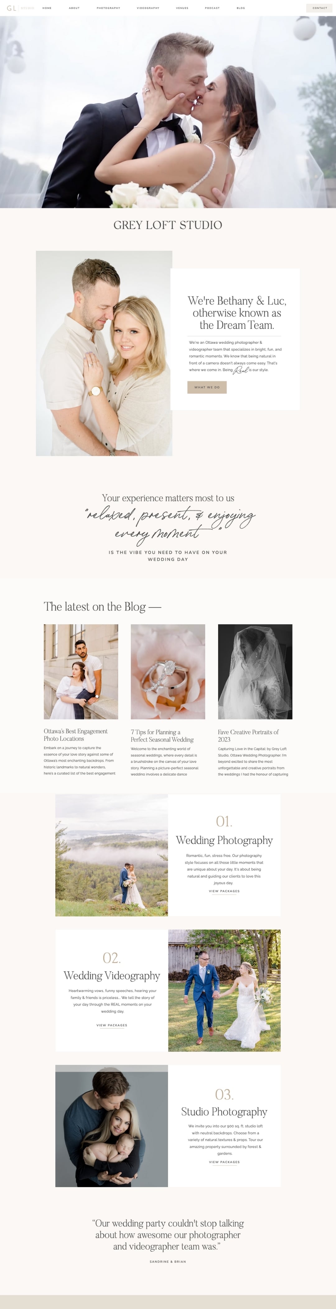 Grey Loft Studio website design