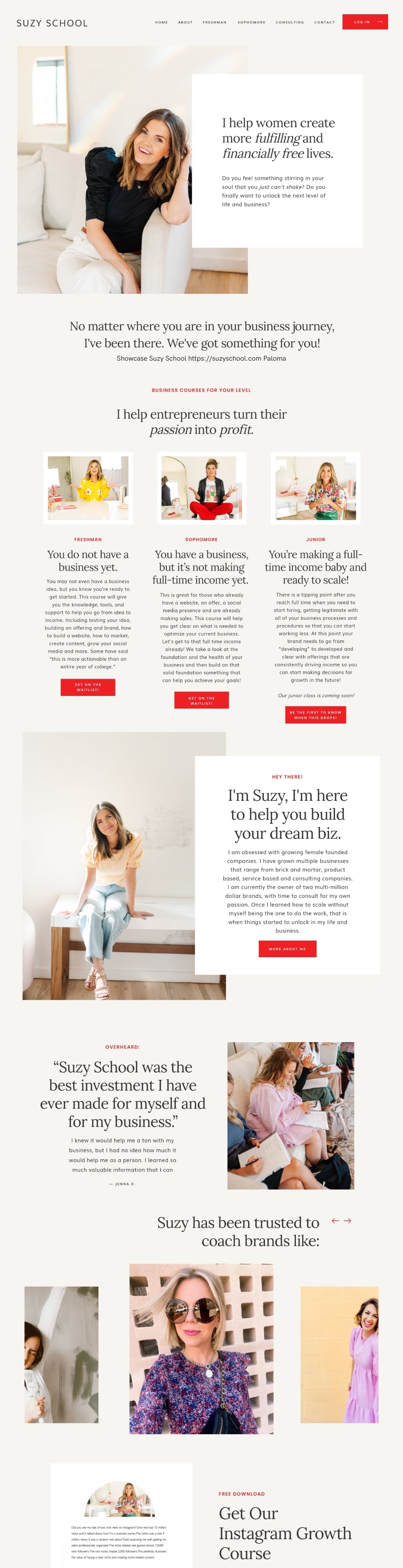 Suzy School website design
