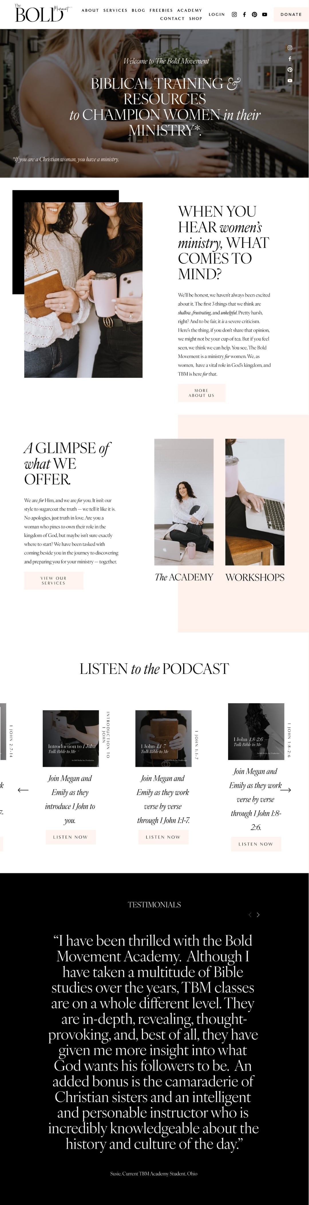 The Bold Movement website design