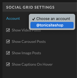 Showit Social Grid Setting - Tonic Site Shop