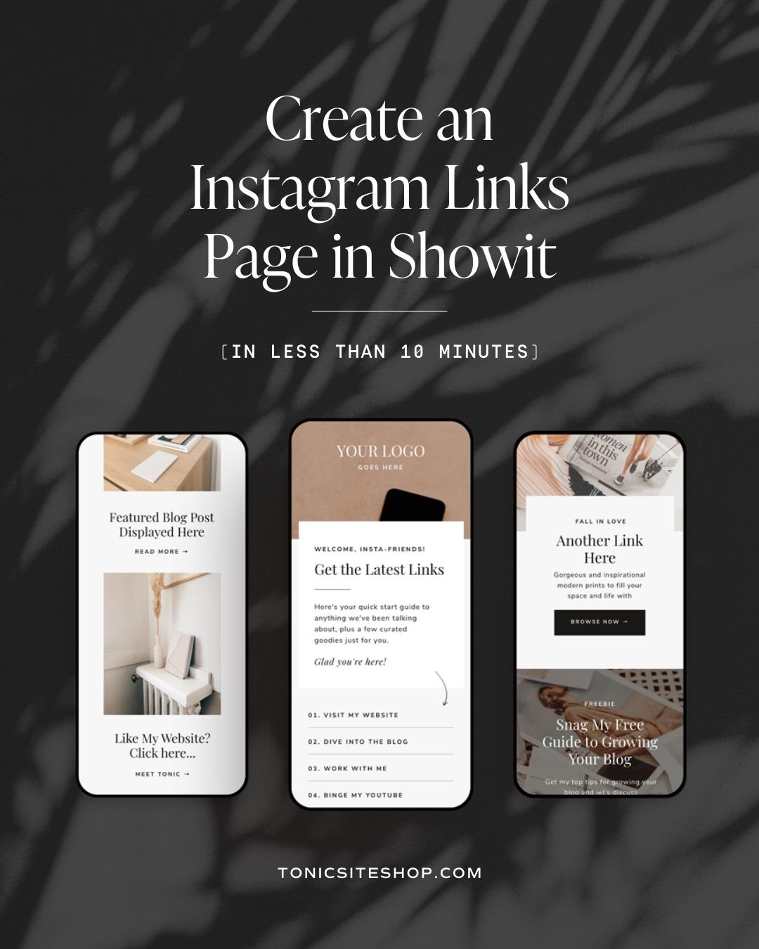 Create an Instagram Links page in Showit - Tonic Site Shop