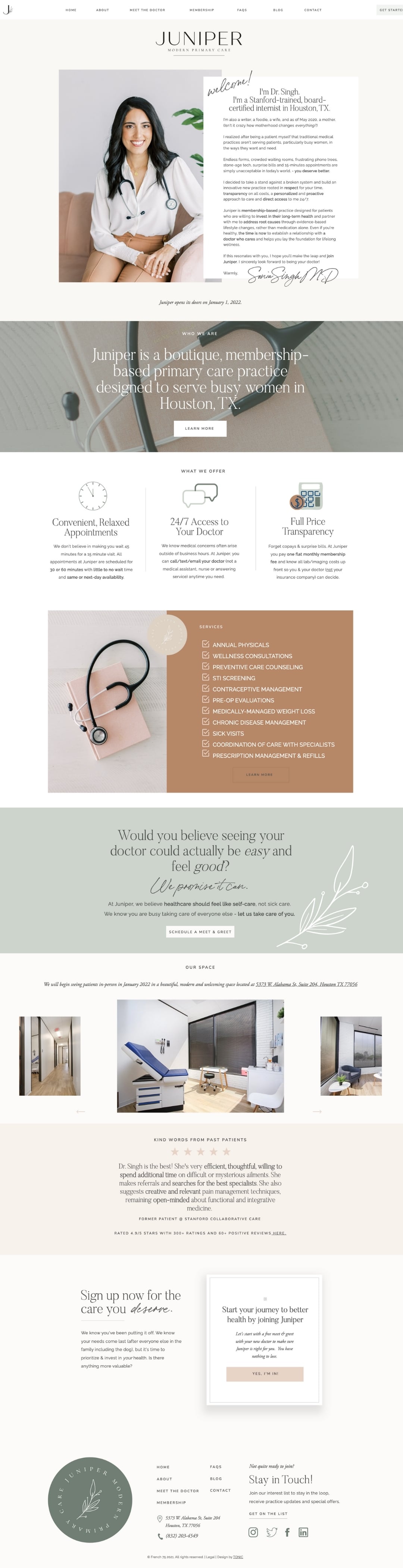 Juniper Modern Primary Care website design
