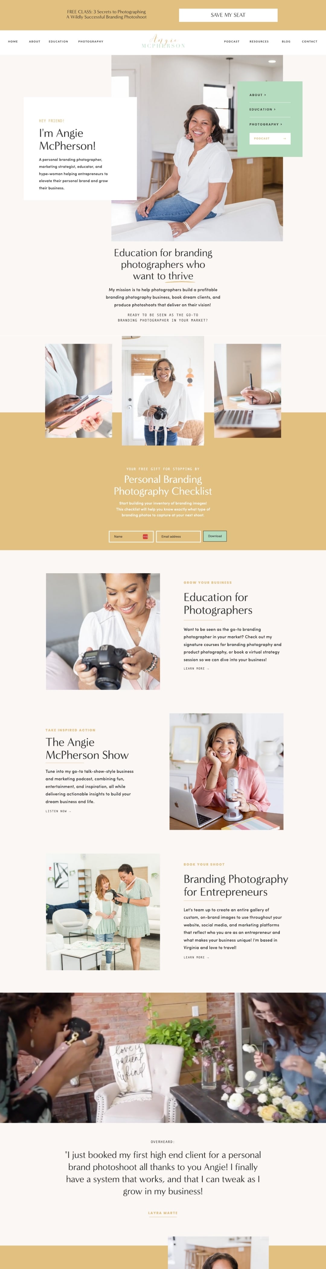 Angie McPherson website design