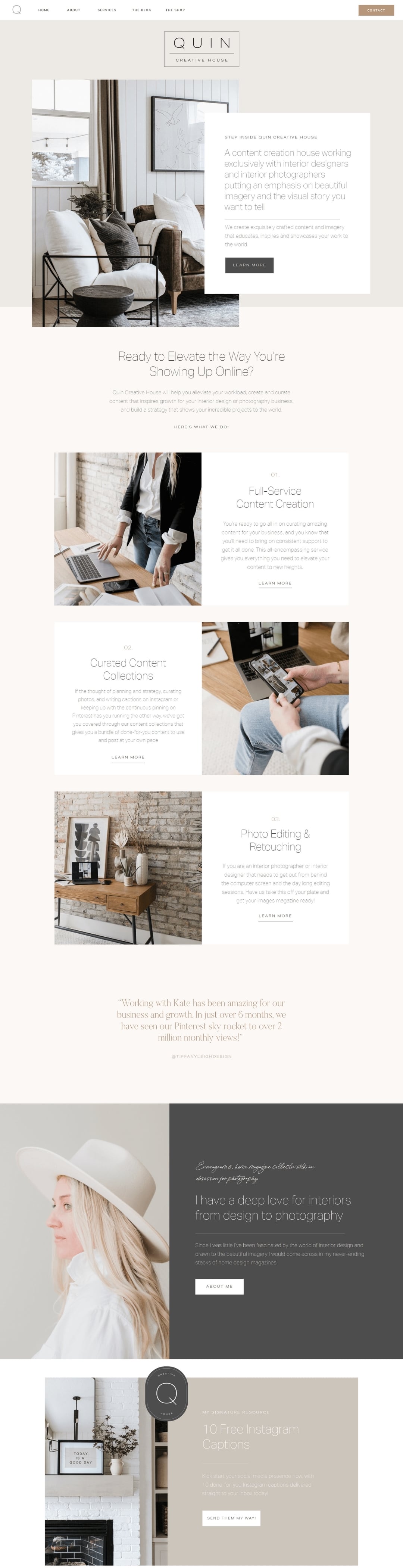 Quin Creative House website design