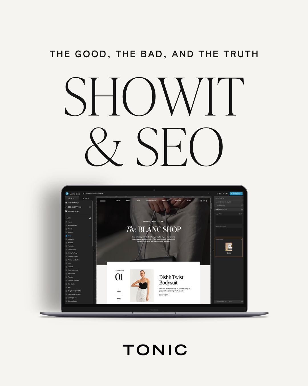 Showit SEO Tools & Education - Tonic Site Shop