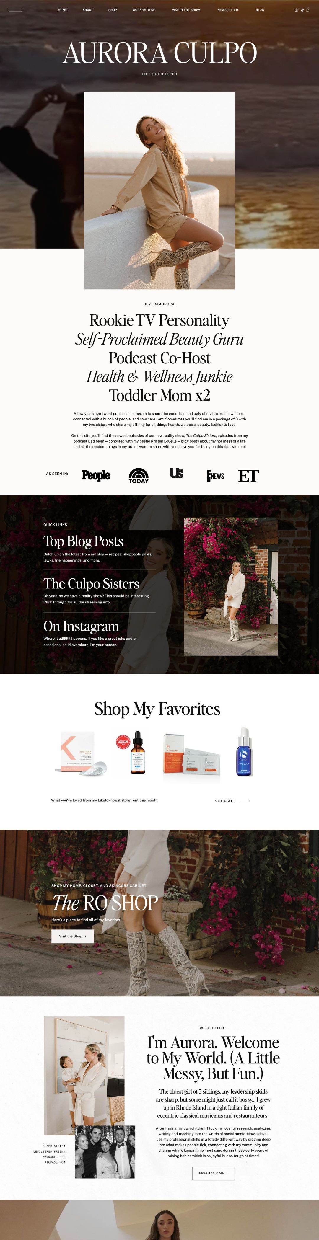 Aurora Culpo website design