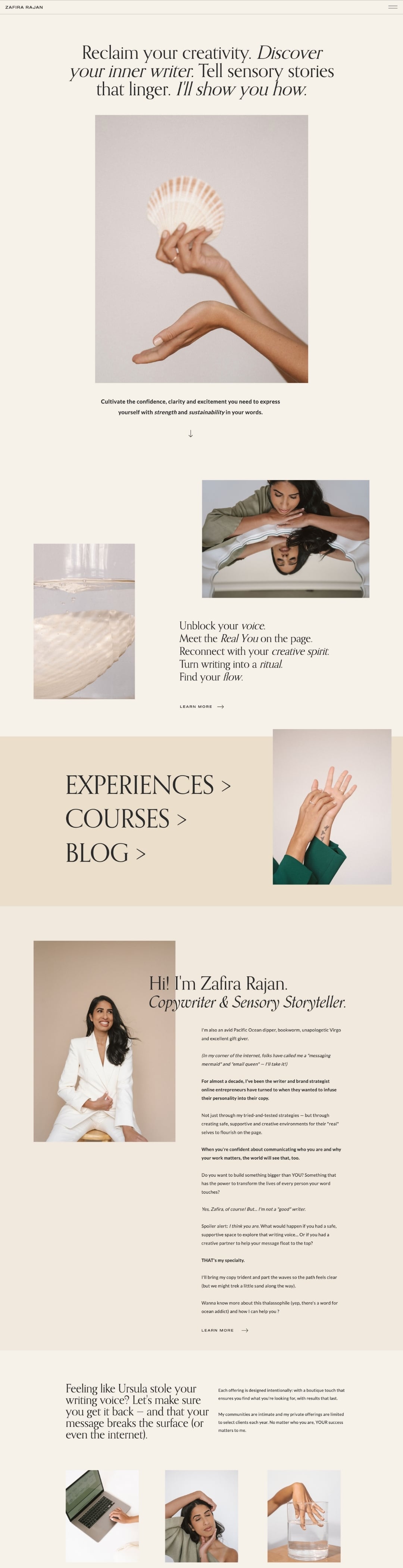Zafira Rajan website design