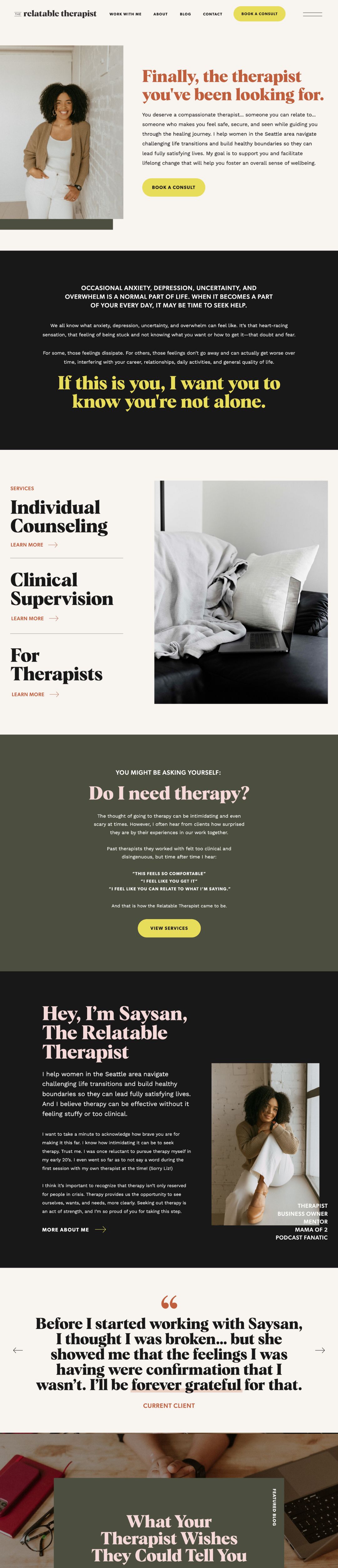 The Relatable Therapist website design