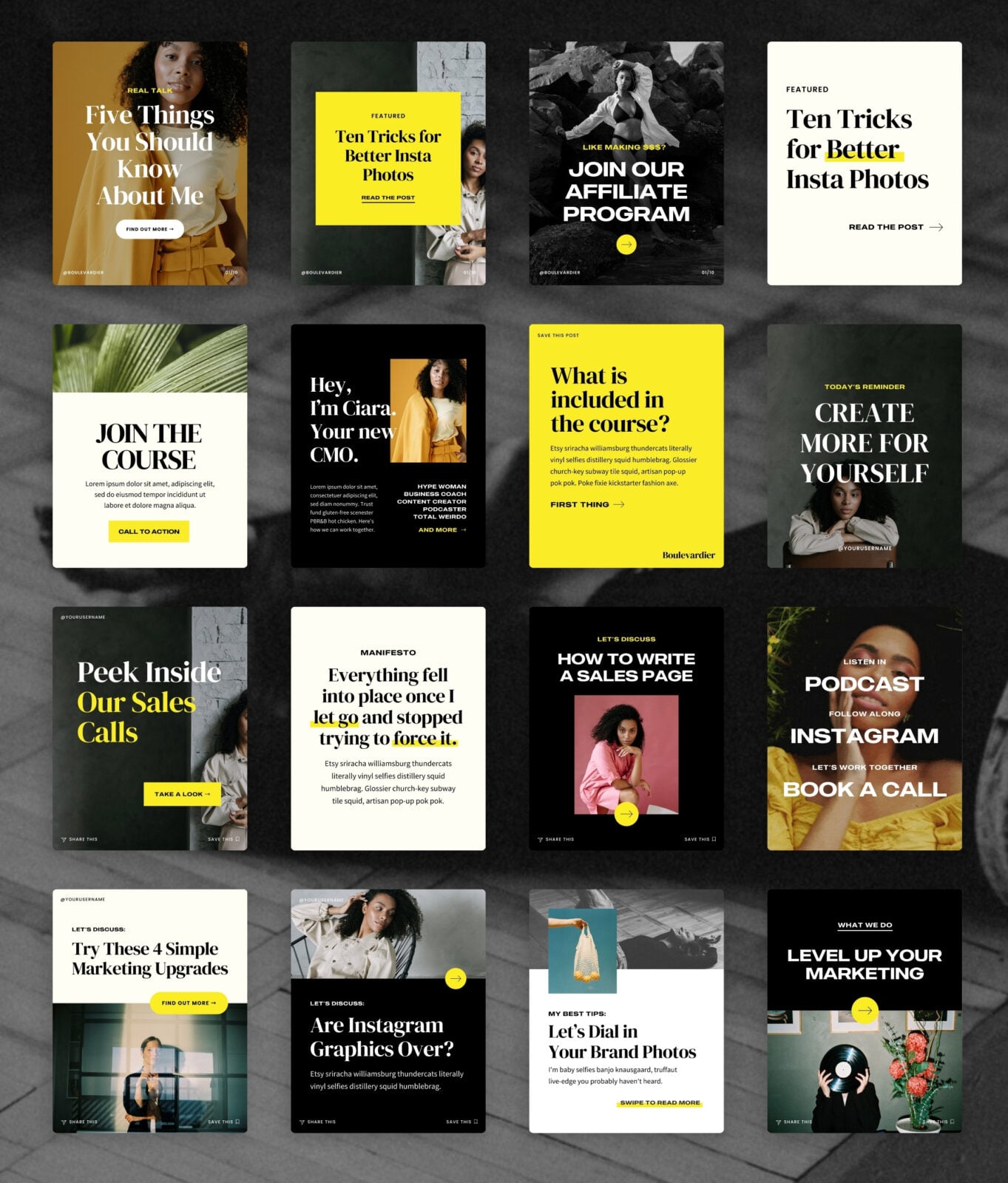 Boulevardier Social Media Canva Templates | Tonic Site Shop