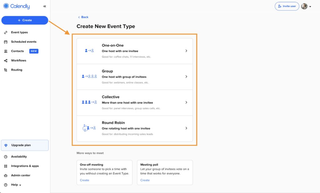 Create a Calendly event type