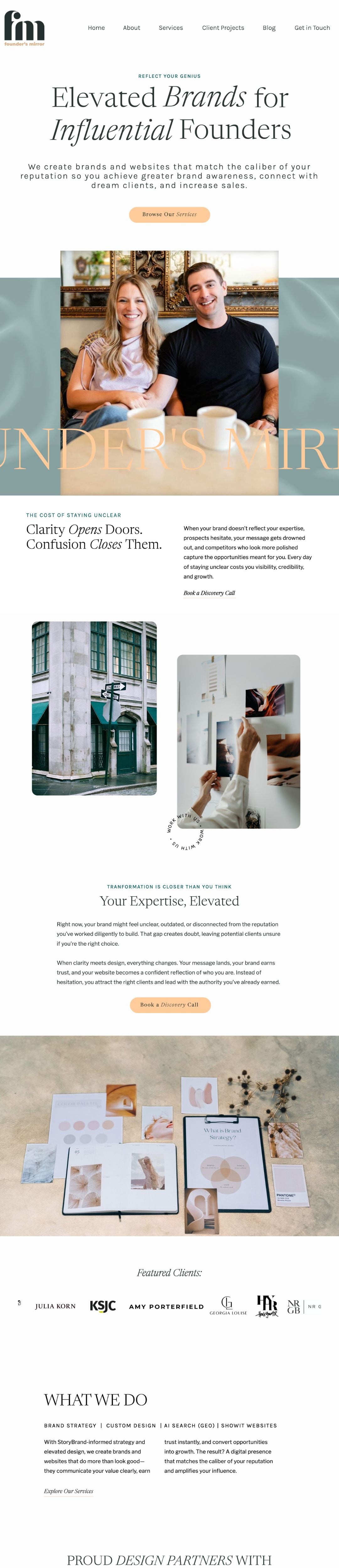 Founder's Mirror website design
