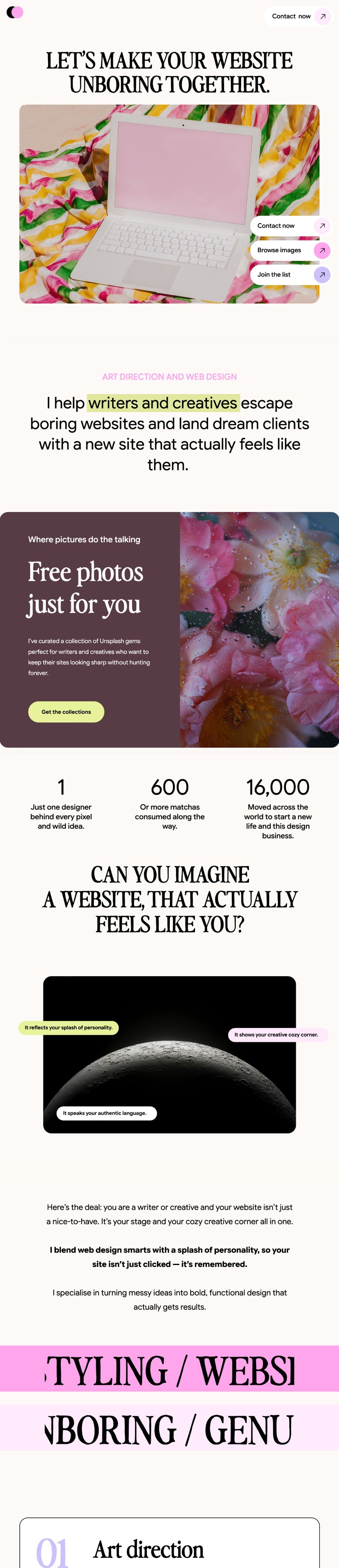 Pink Moon Design website design